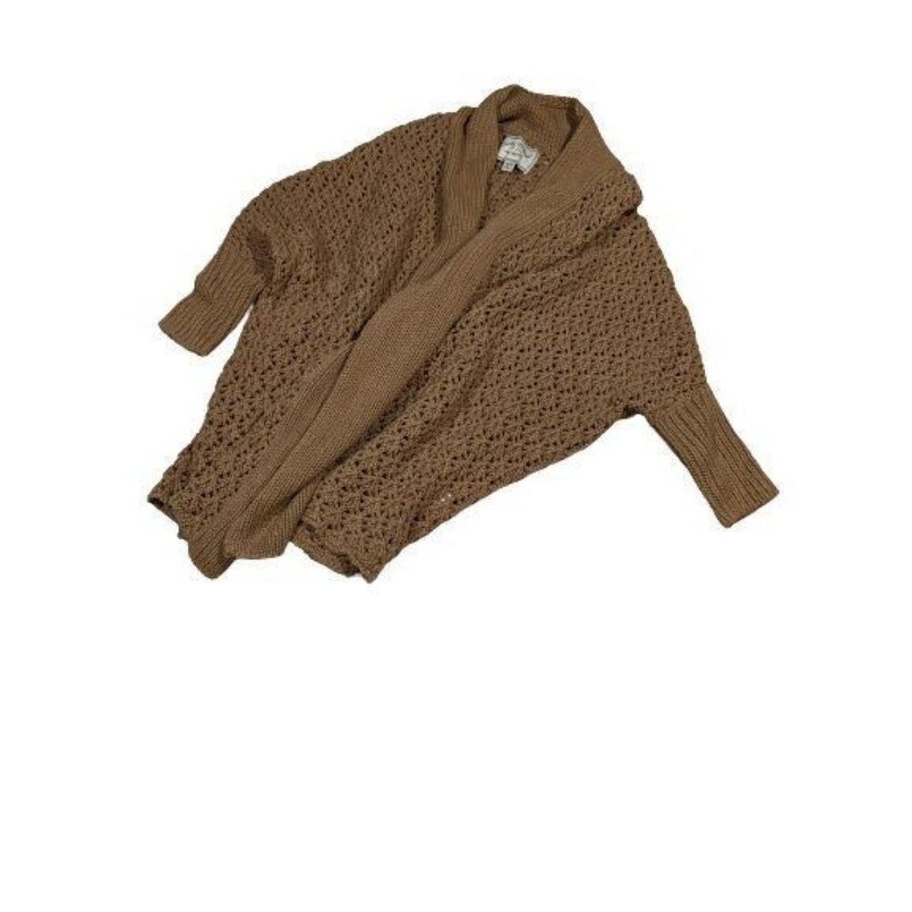 Lucky Brand women's brown dolman sleeve open knit crochet cocoon cardigan